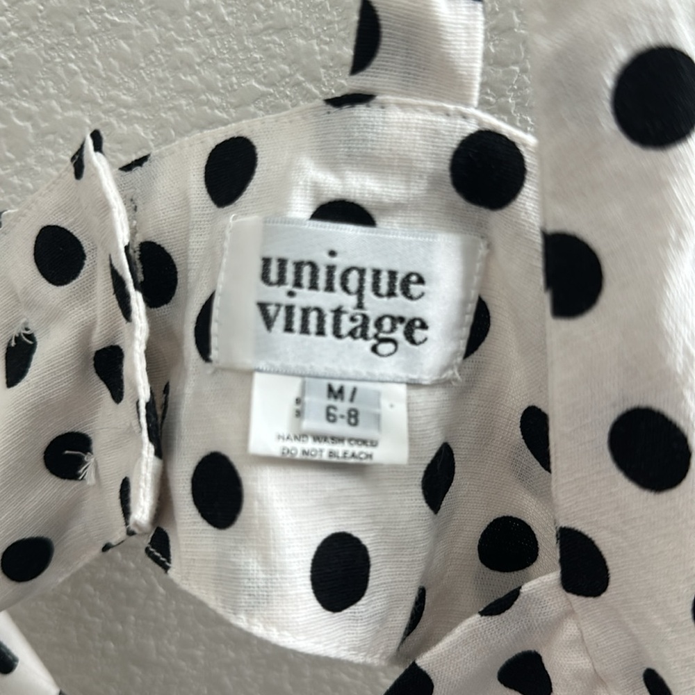 Unique Vintage Black and White Polka Dot Skort Romper with pockets size Med - Picture 9 of 9